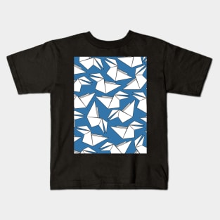 Origami Crow Blue Kids T-Shirt